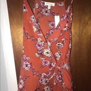 Spaghetti strap tie front wrap top